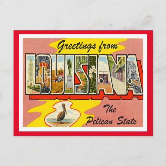 Louisiana Greetings Vintage Travel Postcard (Front)