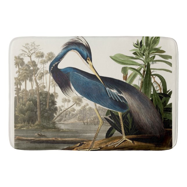 Louisiana Heron, 1834, From the Birds of America Bath Mat (Front)