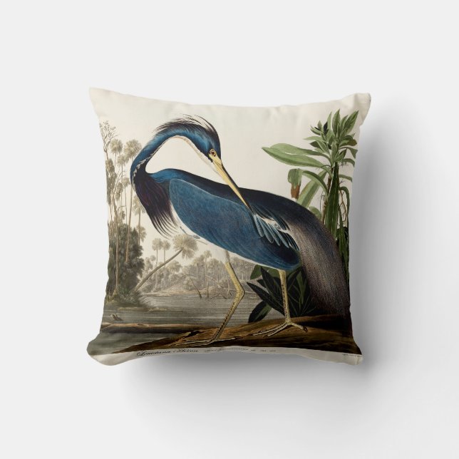 Louisiana Heron, 1834, From the Birds of America Cushion (Front)