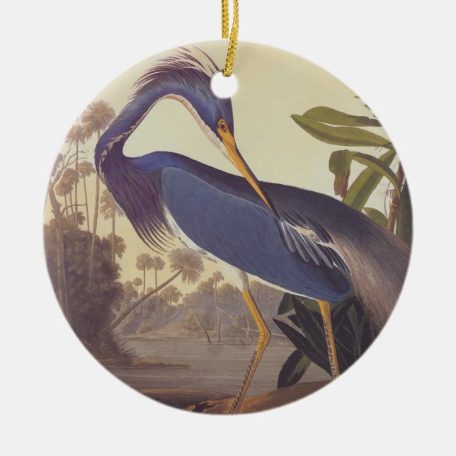 Louisiana Heron Circle Ornament (Front)