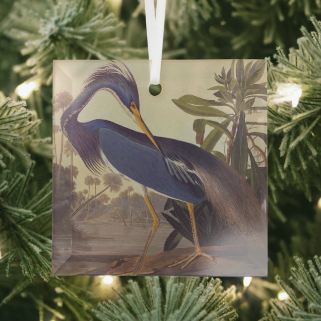 Louisiana Heron Glass Tree Decoration (Insitu)