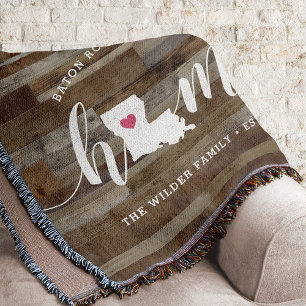 Louisiana Home State Personalised Wood Look Throw Blanket