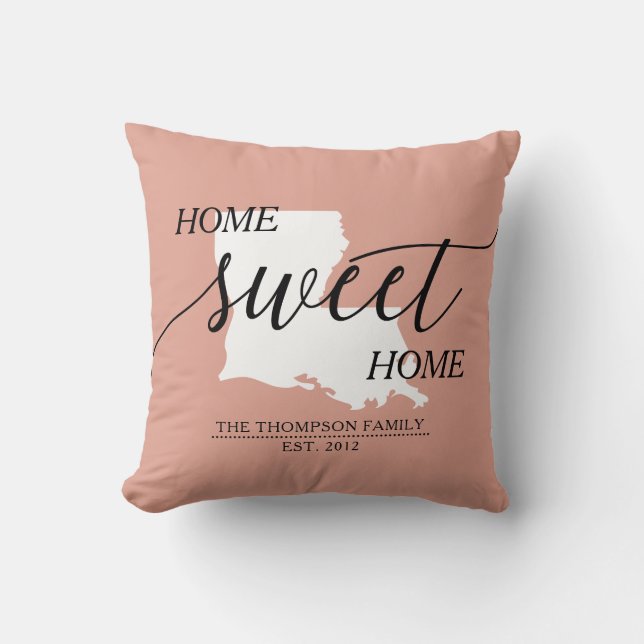 Louisiana Home Sweet Home Family Name Cushion (Front)