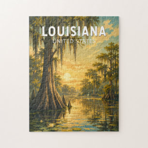 Louisiana Illustration Travel Art Vintage Jigsaw Puzzle