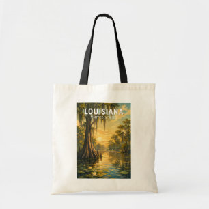 Louisiana Illustration Travel Art Vintage Tote Bag