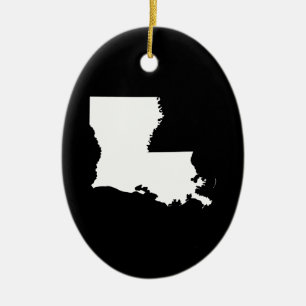 Louisiana in White and Black Ceramic Tree Decoration
