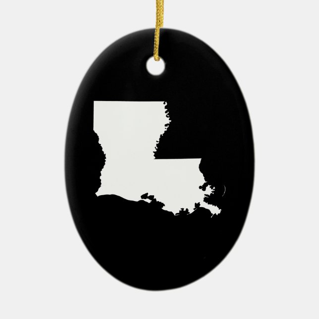 Louisiana in White and Black Ceramic Tree Decoration (Front)