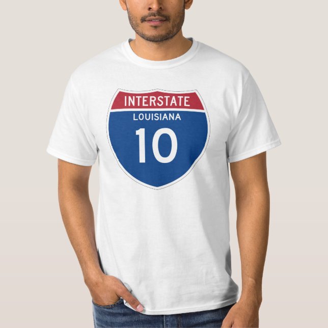 Louisiana LA I-10 Interstate Highway Shield - T-Shirt (Front)