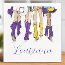 Louisiana Ladies Fashion Cowboy Boot Purple Yellow