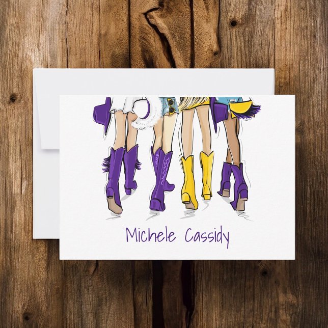 Louisiana Ladies Fashion Cowboy Boot Purple Yellow Thank You Card (Creator Uploaded)