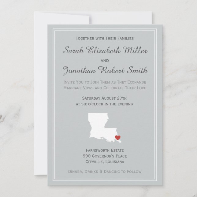 Louisiana Love - Customisable Wedding Invitation (Front)