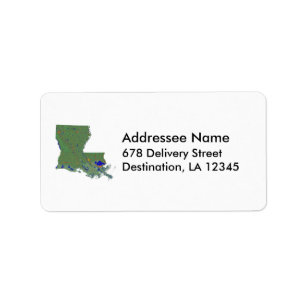 Louisiana Map Address Label