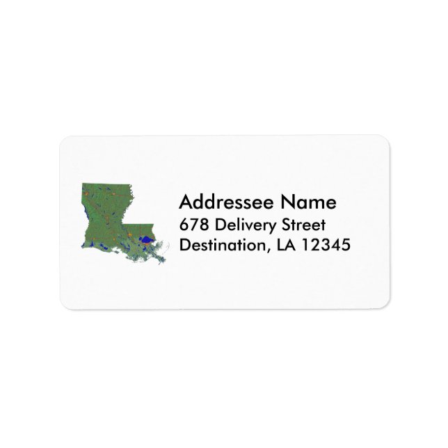 Louisiana Map Address Label (Front)