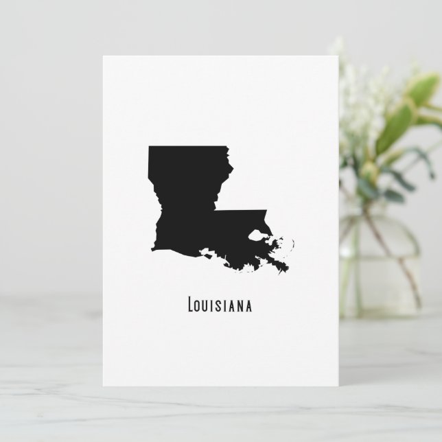 Louisiana Map - Black and White Modern Louisiana Invitation (Standing Front)