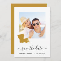 Louisiana Map Photo Wedding Save the Date Card