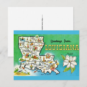 Louisiana Map Postcard