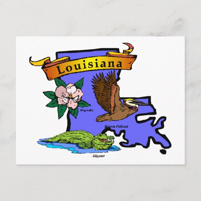Louisiana Map Postcard (Front)