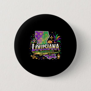 Louisiana Mardi Gras Alligator Carnival Design _2 6 Cm Round Badge