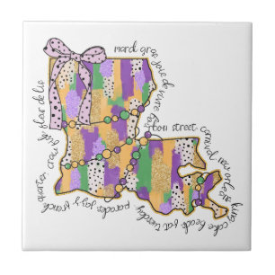 Louisiana Mardi Gras Bourbon Street Carnival Tile
