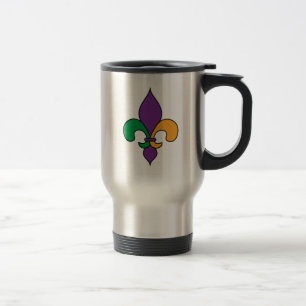 Louisiana Mardi Gras Fleur de Lis Travel Mug