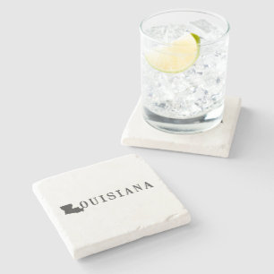 Louisiana Name with State Shaped Letter Word Art Stone Coaster