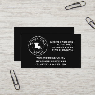 Louisiana Notary Public Services Business Card