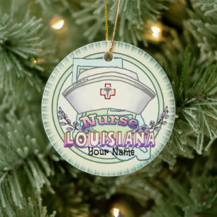 Louisiana Nurse Ceramic Tree Decoration
