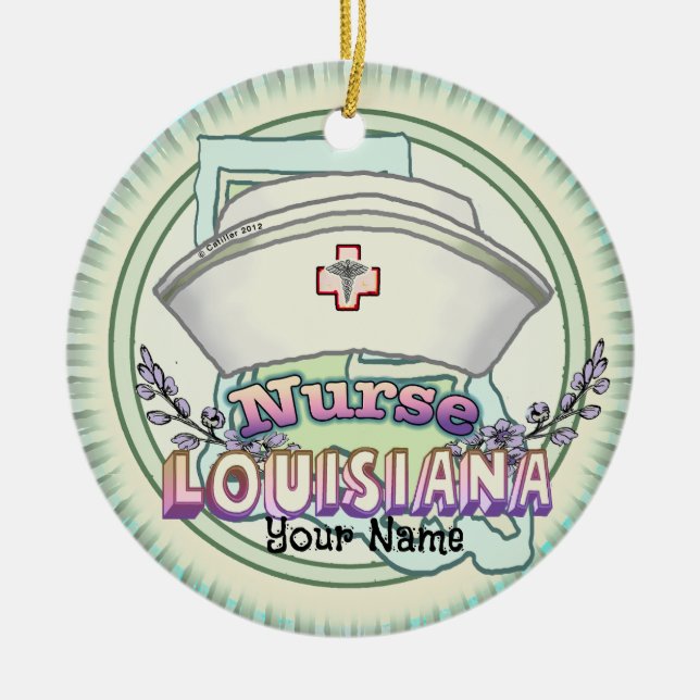 Louisiana Nurse Ceramic Tree Decoration (Front)