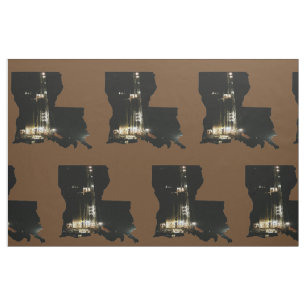 Louisiana Oil Gas Rig  Print Fabric  9" Square
