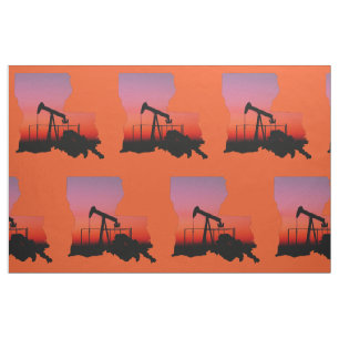 Louisiana Oil  Gas Rig  Print Fabric  9" Square