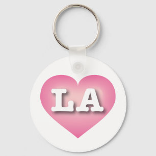Louisiana or Los Angeles Pink Fade Heart Big Love Key Ring