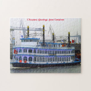 Louisiana Paddle Boat.Christmas Greetings Jigsaw Puzzle