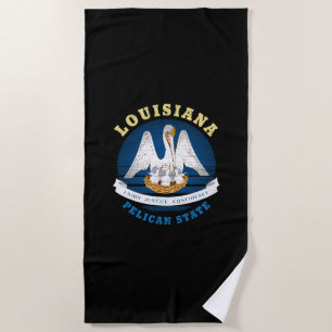LOUISIANA PELICAN STATE FLAG BEACH TOWEL