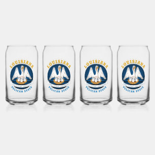 LOUISIANA PELICAN STATE FLAG CAN GLASS