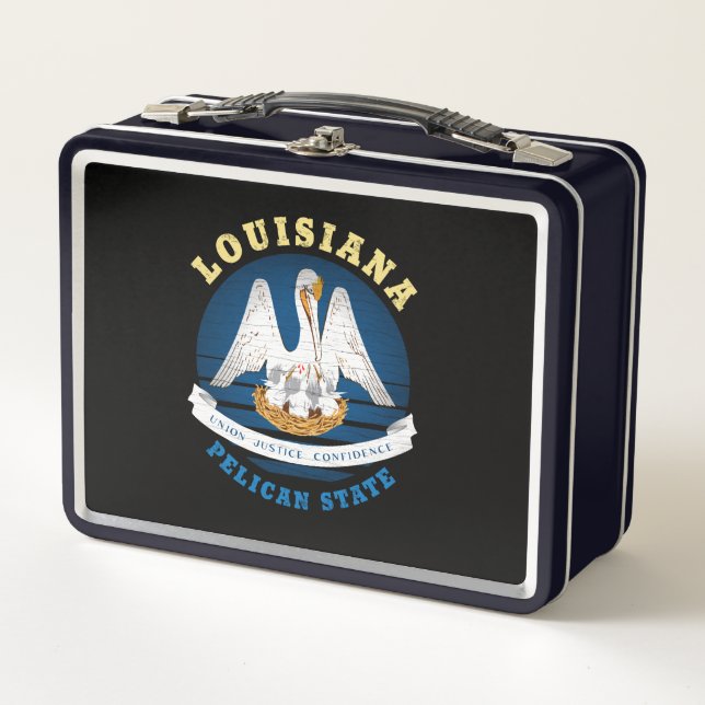 LOUISIANA PELICAN STATE FLAG METAL LUNCH BOX (Front)