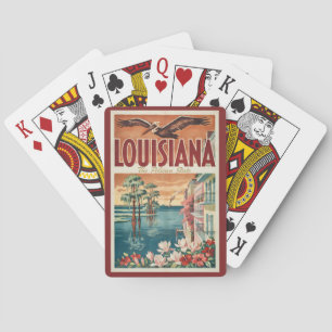 Louisiana Pelican State Illustration Travel Art Playing Cards