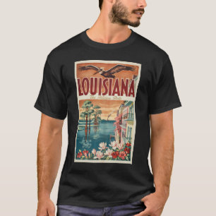 Louisiana Pelican State Illustration Travel Art T-Shirt