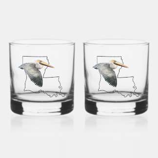 Louisiana Pelican Whiskey Glass - set