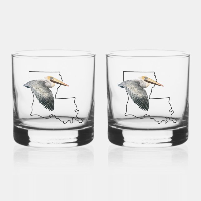 Louisiana Pelican Whiskey Glass - set (Front)