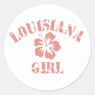 Louisiana Pink Girl Classic Round Sticker