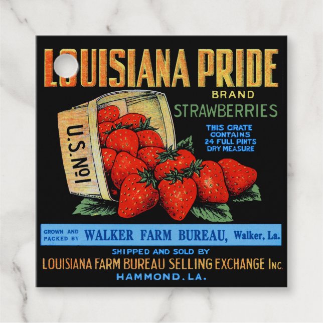 Louisiana Pride Strawberries Favour Tags (Front)