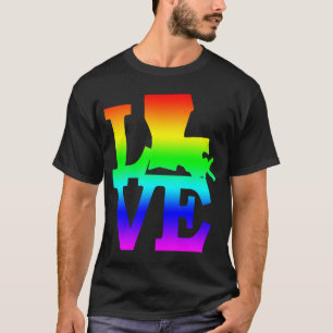 Louisiana Pride USA State Love Map T-Shirt