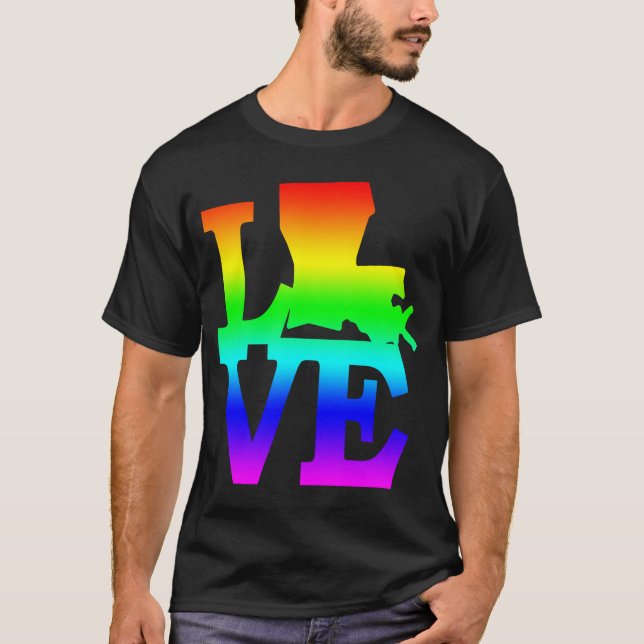 Louisiana Pride USA State Love Map T-Shirt (Front)