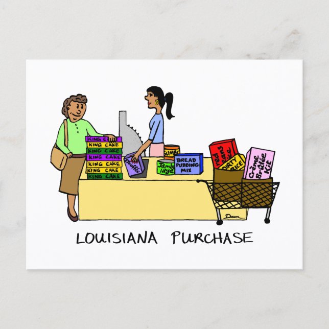Louisiana Purchase Fun Mardi Gras Cartoon Humour Postcard (Front)
