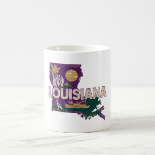 Louisiana Retro State Silhouette Coffee Mug