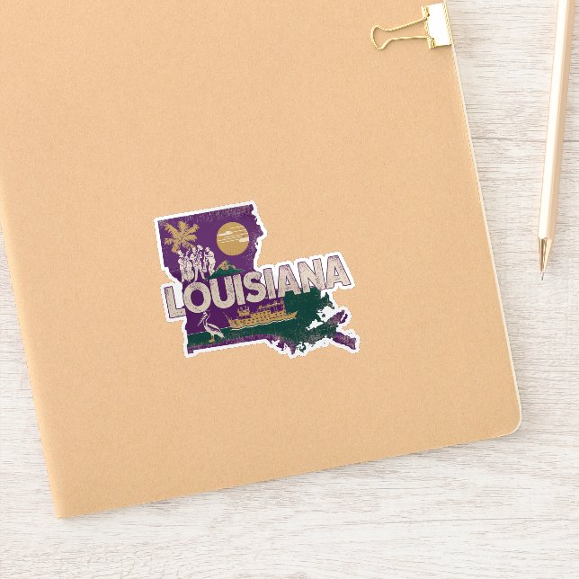 Louisiana Retro State Silhouette Vinyl Decal (Notebook)