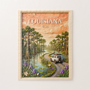 Louisiana Road Trip Vintage Bayou Swamp 3D Texture Jigsaw Puzzle