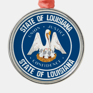 Louisiana Round Emblem Metal Tree Decoration