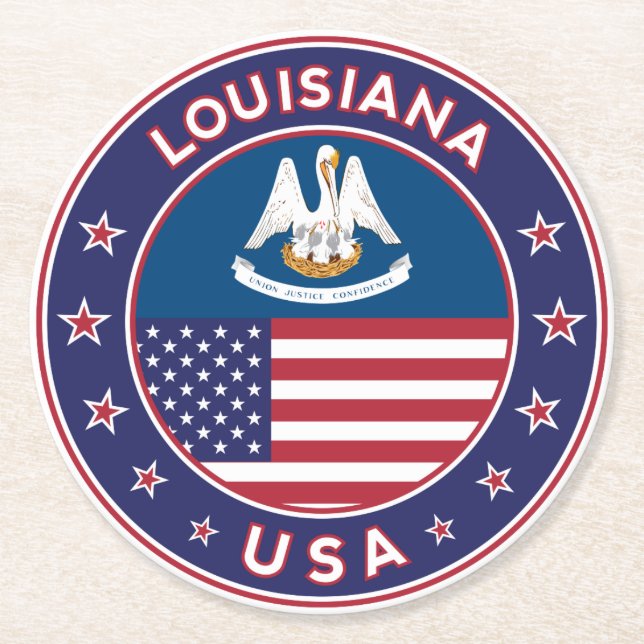 Louisiana Round Paper Coaster (Front)