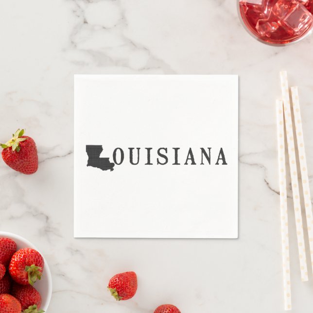 Louisiana Shaped Letter Louisianan Word Art Napkin (Insitu)